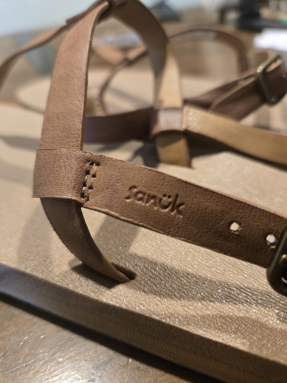 Women’s Brown Strappy Thong Sandals — Adjustable Ankle Strap - Picture 3 of 4